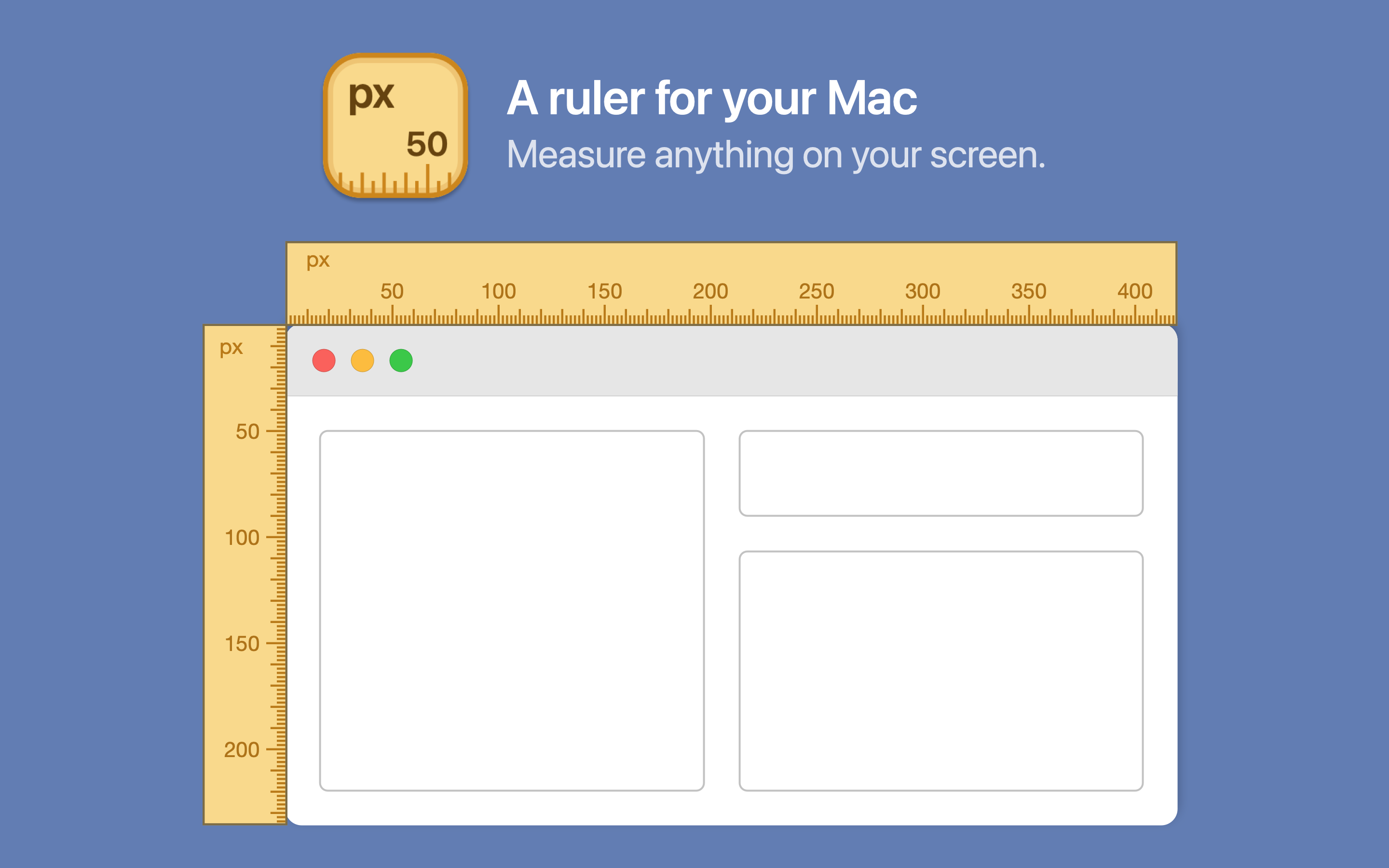 Free Ruler App Store screenshot showing rulers on a Mac desktop